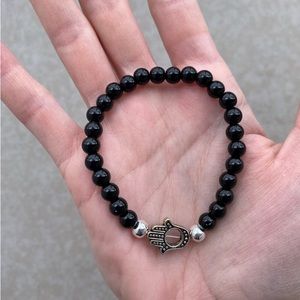Black Tourmaline Energy Bracelet with 6mm Beads, 6.5 inches